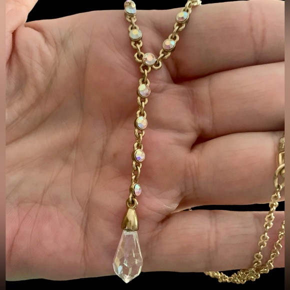 GIVENCHY Iridescent Crystal Gold Plated Y Necklace Women’s Designer Jewelry - Picture 3 of 13